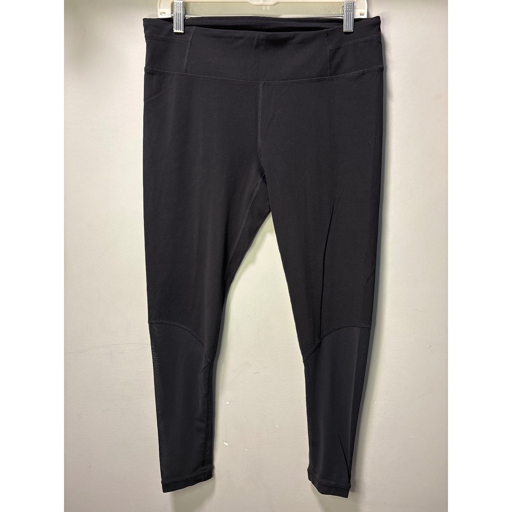 Prana Womens‎ XL Black Mesh Panel Leggings Athletic Yoga Tights Gorpcore Running